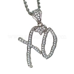 Zinc Alloy Crystal Rhinestone Letter XO Heart Pendant Necklaces for Women&nbsp;FS-WGEFE1E-01