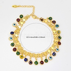 Fashionable Brass Colorful Evil Eye Tassel Anklets for Women&nbsp;NW2668