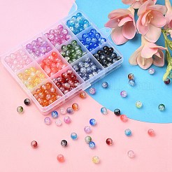 360Pcs 12 Colors Transparent Crackle Baking Paint Glass Beads Strands&nbsp;DGLA-YW0001-12