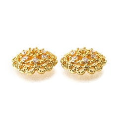 Flower Brass Micro Pave Clear Cubic Zirconia Bead Caps&nbsp;KK-V008-33G