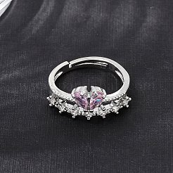 Brass Micro Pave Cubic Zirconia Cuff Open Rings&nbsp;CU-CBA5C10-07P