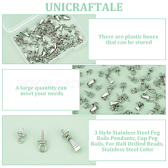 90Pcs 3 Style Stainless Steel Peg Bails Pendants&nbsp;STAS-UN0054-54