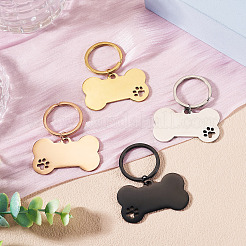 4Pcs 4 Styles Stainless Steel Keychains&nbsp;KEYC-TA0004-81A