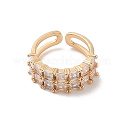 Brass Micro Pave Cubic Zirconia Open Cuff Rings&nbsp;RJEW-R146-10G