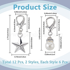 2Sets 12Pcs Star Alloy with Teardrop Plastic Pearl Shoe Charms&nbsp;AJEW-CP0006-56