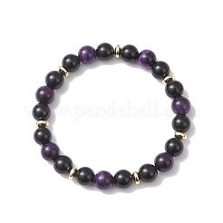 Round Natural Tiger Eye & Eyeless Obsidian & Non-Magnetic Synthetic Hematite Beads Stretch Bracelets for Women&nbsp;BJEW-JB12762