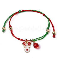 Christmas Theme Alloy Enamel & Imitation Austrian Crystal Charm Bracelets&nbsp;BJEW-JB10903