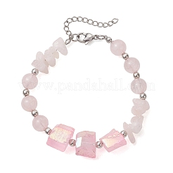 Natural Rose Quartz Beaded Bracelets for Women&nbsp;BJEW-TA00713-01