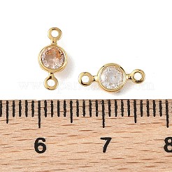 SHEGRACE Brass Pave Cubic Zirconia Flat Round Connector Charms&nbsp;XGRQ2O988-442G