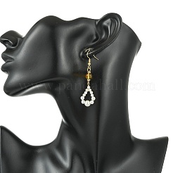 Shell Pearl and Natural Amber Dangle Earrings&nbsp;EJEW-JE07430