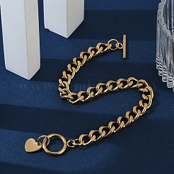 Ion Plating(IP) 304 Stainless Steel Curb Chain Bracelets&nbsp;BJEW-P237-04G