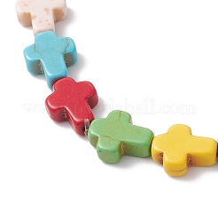 Synthetic Turquoise Cross Beaded Charm Bracelets&nbsp;BJEW-JB12292-01