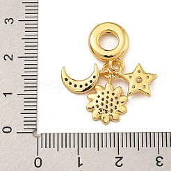 Rack Plating Brass Clear & Blue Cubic Zirconia European Dangle Charms&nbsp;KK-U035-27G