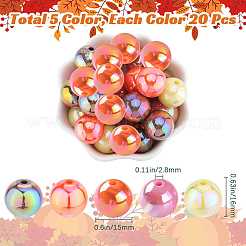 Thanksgiving Day Theme 100Pcs 5 Colors Opaque Acrylic Beads&nbsp;MACR-SP0001-01B-06