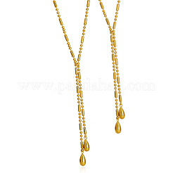 304 Stainless Steel Double Teardrop Tassel Y Necklaces for Women&nbsp;WGBAA8B-01