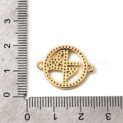 Brass Micro Pave Clear Cubic Zirconia Ring with Fe Faith Connector Charms&nbsp;KK-I360-044G