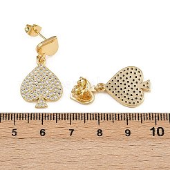 Brass Micro Pave Clear Cubic Zirconia Dangle Stud Earrings&nbsp;EJEW-C157-03G
