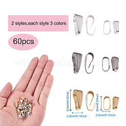 60Pcs 6 Style 304 Stainless Steel Snap On Bails&nbsp;STAS-YS0001-15