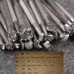 Chrome Vanadium Alloy Steel Leather Different Shape Stamp Punch Set&nbsp;PURS-PW0003-064