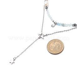 2Pcs 2 Style 304 Stainless Steel Shell & Star Charms Lariat Necklaces Set with Natural Pearl&nbsp;NJEW-JN03978