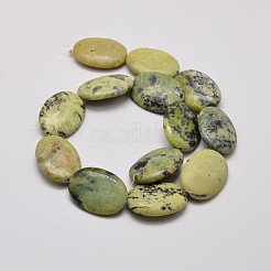 Natural Serpentine Oval Beads Strands&nbsp;G-F199-01-22x30mm