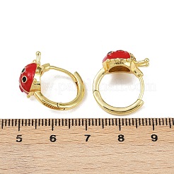 Ladybird Brass Micro Pave Cubic Zirconia Hoop Earrings&nbsp;EJEW-S277-02G