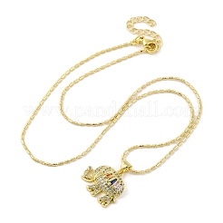 Brass Pave Colorful Cubic Zirconia Pendant Necklaces for Women&nbsp;LS-NJEW-S430-03G-01