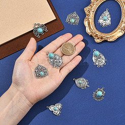 32Pcs 8 Styles Alloy with Synthetic Turquoise Chandelier Component Links&nbsp;FIND-SZ0019-81