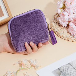 Velvet Jewelry Zipper Bags with Tassel&nbsp;ABAG-WH20009-32B