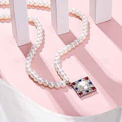 304 Stainless Steel Colorful Cubic Zirconia Rhombus Pendant Necklaces&nbsp;STAS-Z114-23P