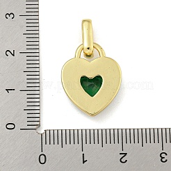 Rack Plating Heart Brass & Cubic Zirconia & Enamel Pendants&nbsp;KK-Z053-28G