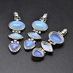 Platinum Tone Brass Mixed Stone Big Pendants&nbsp;G-F228-28-NR