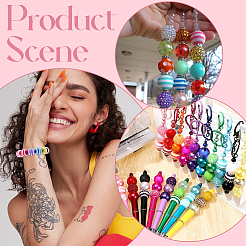 45Pcs 9 Colors Stripe Resin Beads&nbsp;RESI-SC0003-52