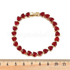 Brass Micro Pave Red Cubic Zirconia Link Chain Bracelets for Women&nbsp;BJEW-M047-01A