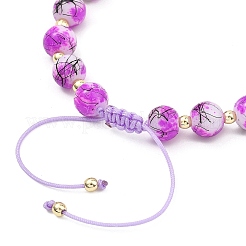Adjustable Drawbench & Baking Paint Glass Round Braided Bead Bracelets for Women Men&nbsp;BJEW-JB13587
