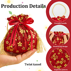 Flower Printed Cloth Drawstring Storage Bags&nbsp;ABAG-WH20010-20A-01