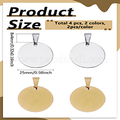 4Pcs 2 Colors 201 Stainless Steel Pendants&nbsp;STAS-LP0002-45