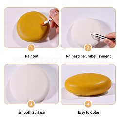 Flat Round White Cement Painting Rock&nbsp;DIY-WH0783-012