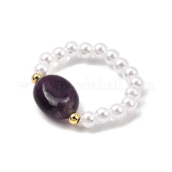 ABS Plastic Imitation Pearl Stretch Rings for Women&nbsp;RJEW-JR00912