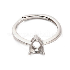 Rhodium Plated 925 Sterling Silver Adjustable Solitaire Ring Settings&nbsp;STER-NH0016-01A-P