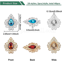 40Pcs 20 Style Zinc Alloy Cabochons&nbsp;FIND-BC0003-18