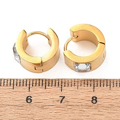 304 Stainless Steel & Clear Cubic Zirconia Chunky Hoop Earrings for Women&nbsp;EJEW-K302-13G