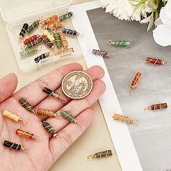 30Pcs 15 Styles Natural Mixed Stone Pendants&nbsp;PALLOY-PH01686
