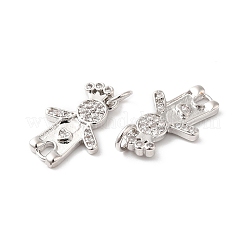 Rack Plating Brass Micro Pave Cubic Zirconia European Dangle Charms&nbsp;KK-D075-01P