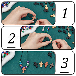 Cross Theme DIY Wooden Jewelry Sets Making Kits&nbsp;DIY-AR0004-75