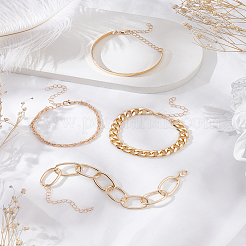 4Pcs Stylish Multi-Layered Alloy Chain Bracelet Set - 4 Pieces of Creative Shiny Chains&nbsp;BJEW-LP0001-23
