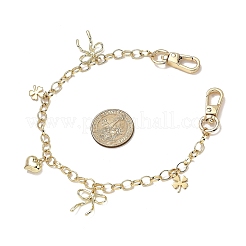 304 Stainless Steel & Alloy Heart Bowknot Clover CharmBrass Cable Chain Bag Decorative Chains&nbsp;FIND-JF00180