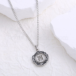 304 Stainless Steel Enamel Hollow Flower Pendant Necklaces for Unisex&nbsp;SQ1513