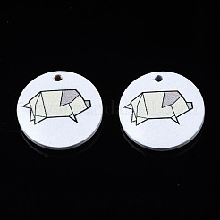 Printed Natural Wood Pendants&nbsp;WOOD-T021-55