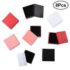 8Pcs 4 Colors Square Cardboard Ring Boxes&nbsp;CBOX-FS0001-08